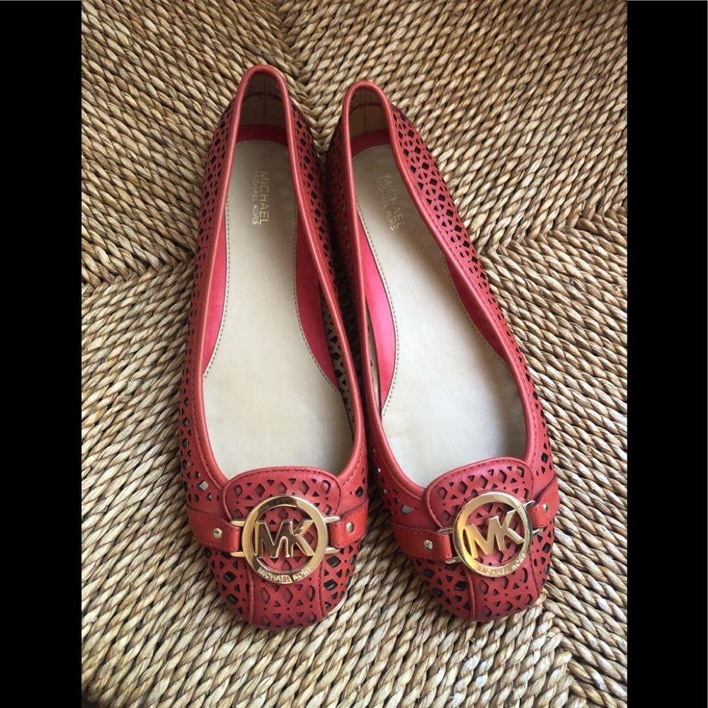 Michael Kors Flat MKLogo Perforated Leather Sienna